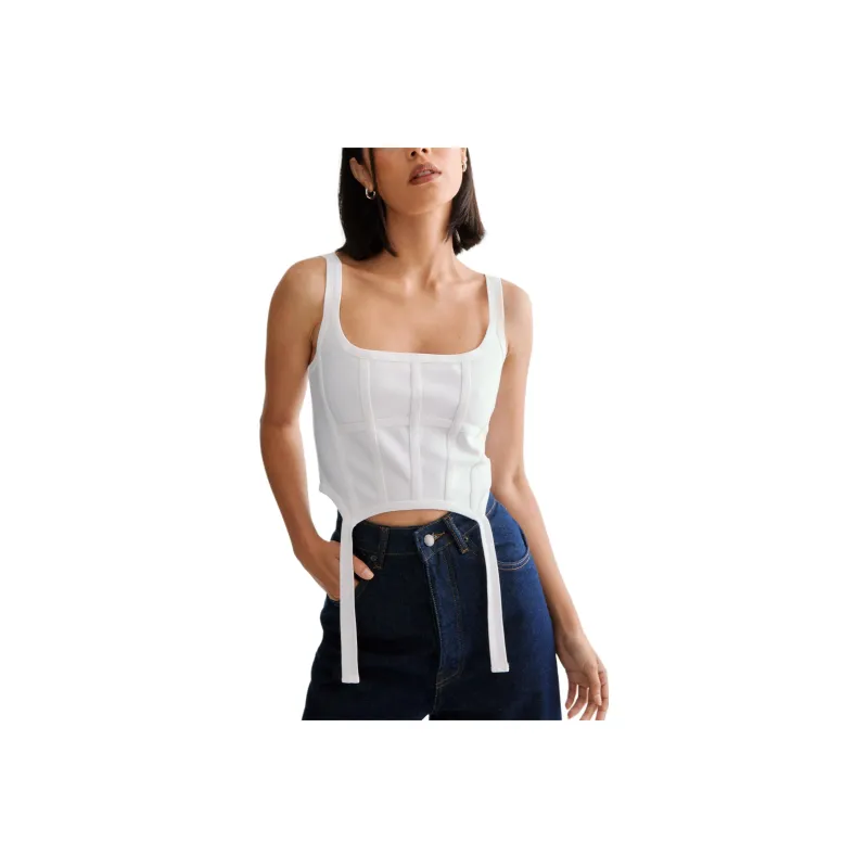 NASTY GAL Bandage Seam Detail Corset Top Camisole Women's White-0