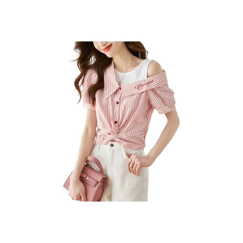 La Chapelle Shirt Women's Pink Stripes-0