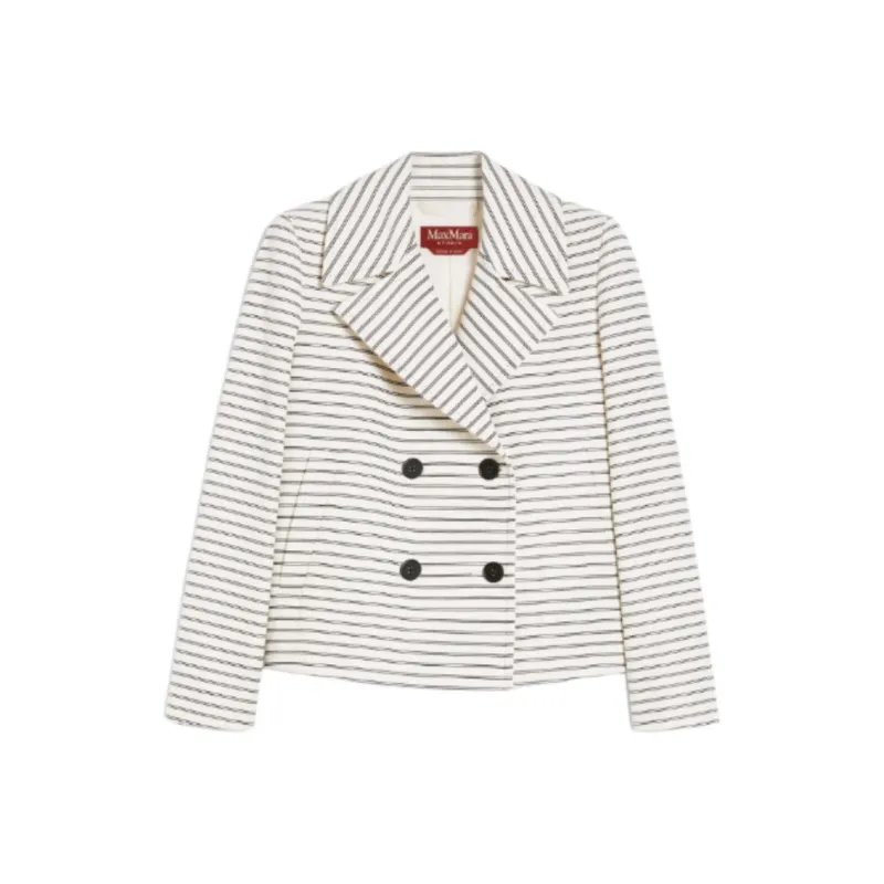MaxMara Studio Assuan Striped Double Breasted Jacket-0