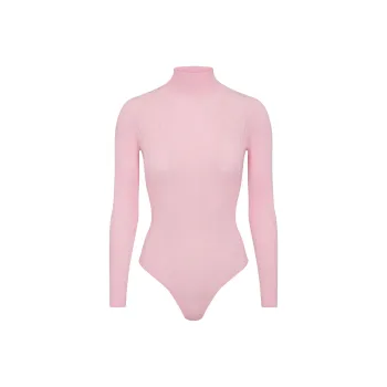 SKIMS FW24 Fake Day Collection SWEATER POINTELLE TURTLENECK BODYSUIT Bodysuits Women's Baby Pink/Light Pink