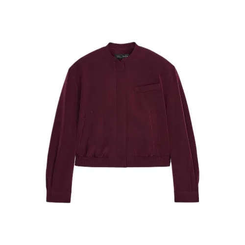 ZARA ZW Series Jackets Coats Women's Burgundy Burgundy