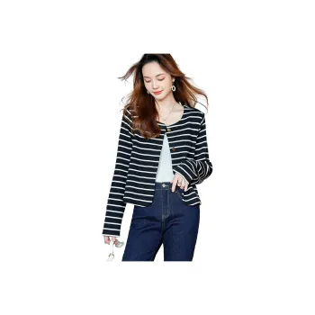 Mt Knitwear Women's Black White Stripes