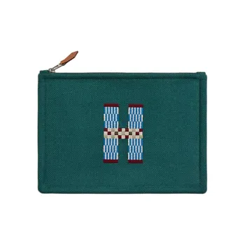 HERMES Flat H Natte Wool Storage Bag Small Size Unisex Cedar Color