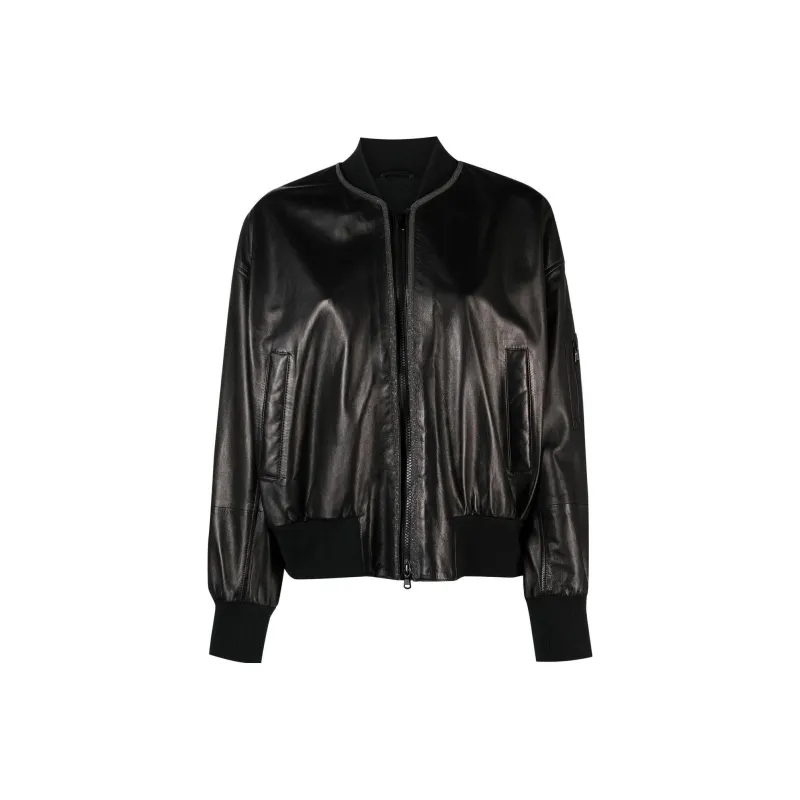 Brunello Cucinelli Cropped Leather Bomber Jacket-0