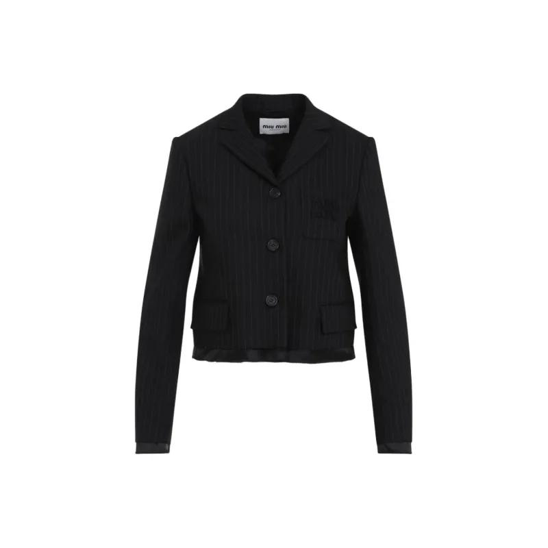 MIU MIU Pinstripe Suit Jacket Nero-0