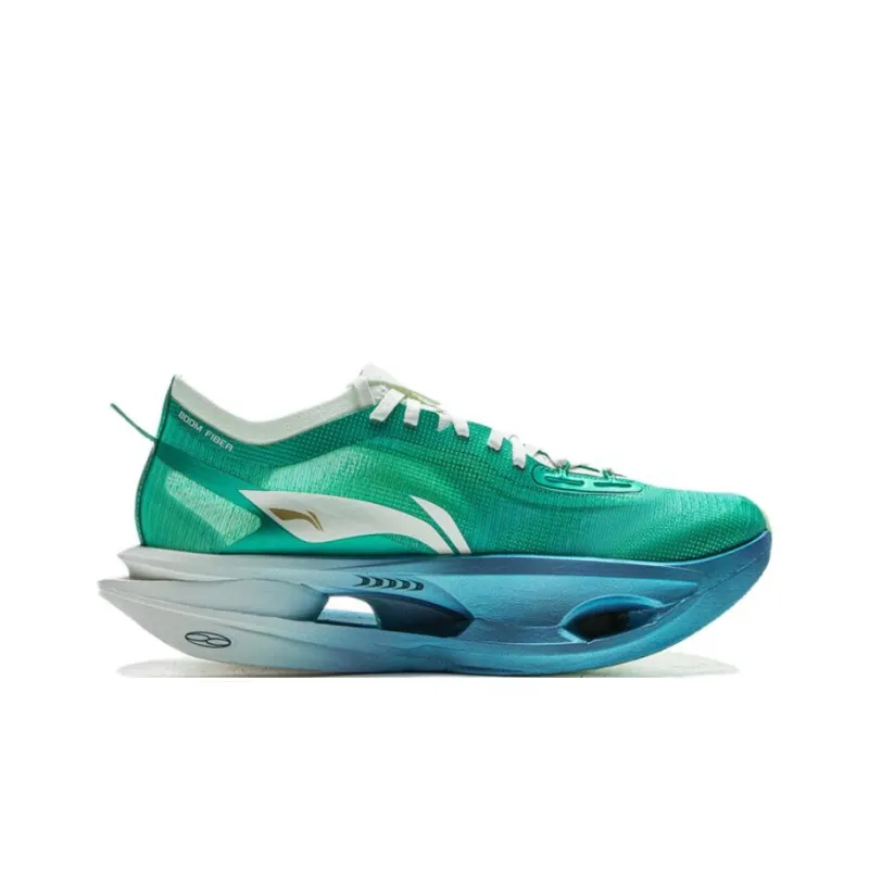 LiNing Feidian 5 ULTRA Cushioning, Slip Resistant, Rebound Low Top Running Shoes Unisex Green White Blue-1