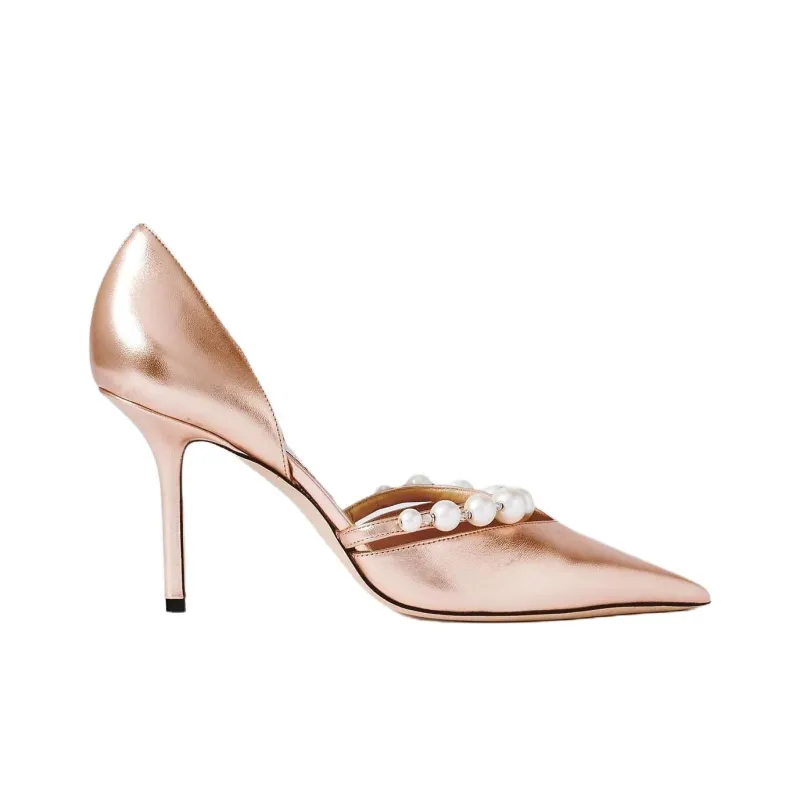 Jimmy Choo Aurelie Slim Heel High Heels 8.5cm Women's Rose Gold-1