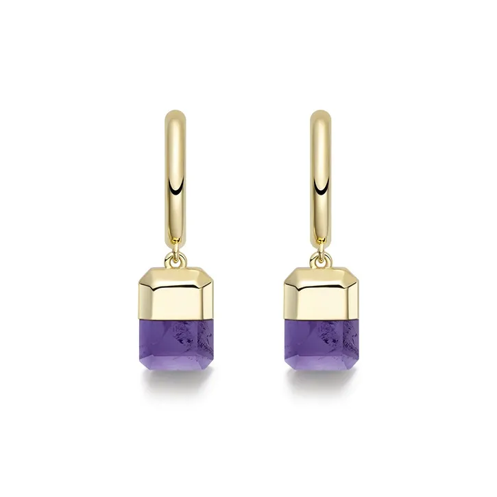 HEFANG Candy Series Copper Alloy Lucky Sugar Cube Hoop Earrings Women's-11