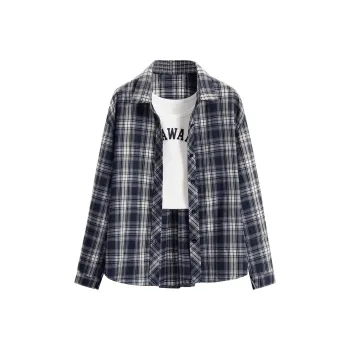 TOUCH Shirt Women's Navy Blue Plaid