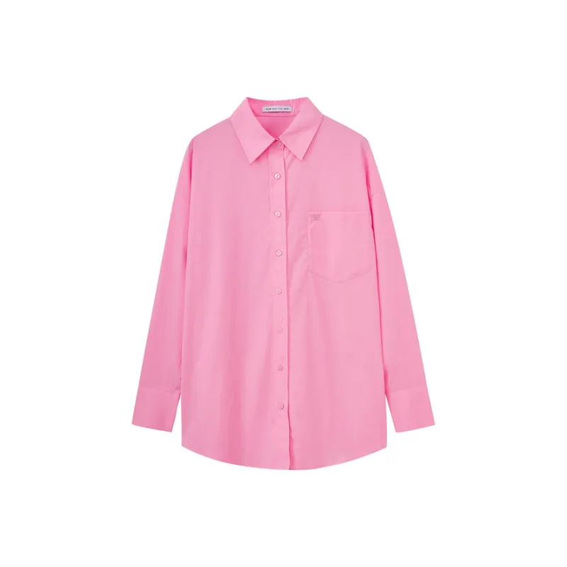 SHUIYUNJIAN Minimalist 100% Cotton Long Sleeved Shirt Women's-0
