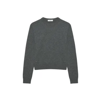 ARITZIA Cashmere Bare Cashmere Crew Sweater Cashmere Sweater Women's Heather Charcoal/Stone Phoebe Zhennan Charcoal