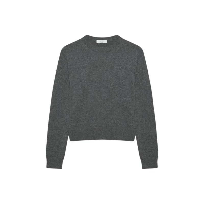 ARITZIA Cashmere Bare Cashmere Crew Sweater Cashmere Sweater Women's Heather Charcoal/Stone Phoebe Zhennan Charcoal-0