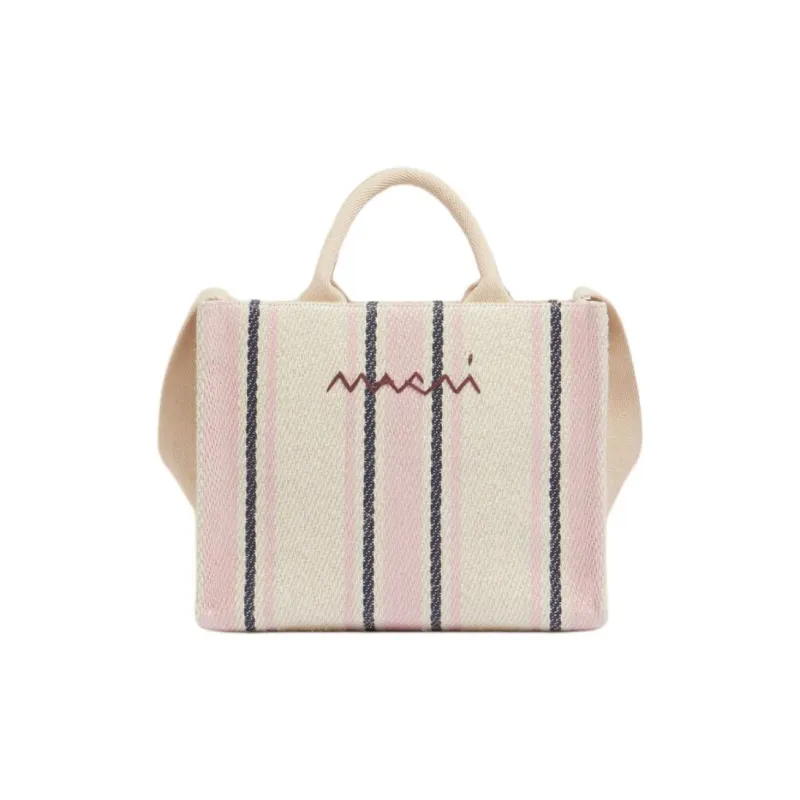MARNI Jute Tote Bag, Shopping Bag, Shoulder Bag, Handbag Women's Silk White & Macaron Color & China Blue-0