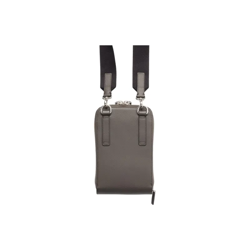 PRADA Saffiano Cow Leather Cell Phone Pouch Men's Smoke Gray-1