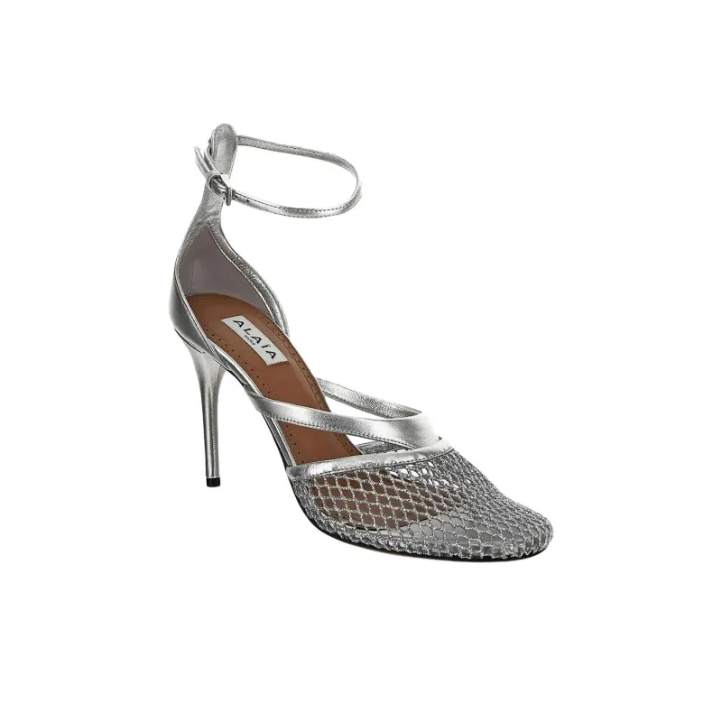 Alaia Slim Heel High Heels Women's Silver-2