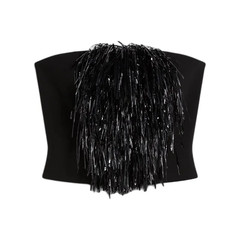 SCANLAN THEODORE Cady Tinsel Bustier Strapless Top Women's BLACK/Black-0