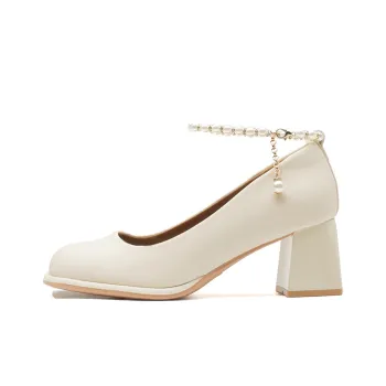 MABEL&CO Chunky Heel High Heels 6cm Women's Ecru