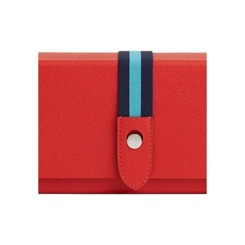 HERMES Calfskin With Crocodile Leather Clutch Regular Women's Red-1