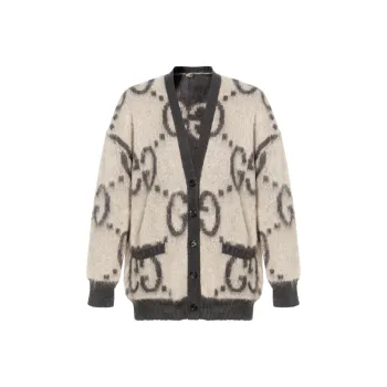 GUCCI Reversible Gg Cardigan Salmon Pink/Pastel Green