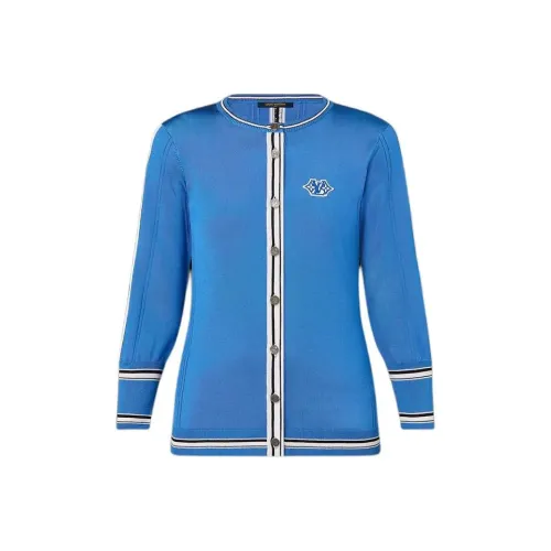 LOUIS VUITTON Preppy Stripe Accent Cardigan Knitwear Women's Blue