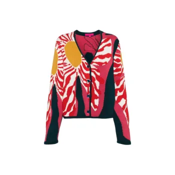 THE ELDER STATESMAN Patterned-intarsia V-neck Cardigan