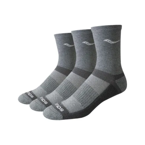 Saucony Mid Calf Socks Unisex 3 Pack Gray