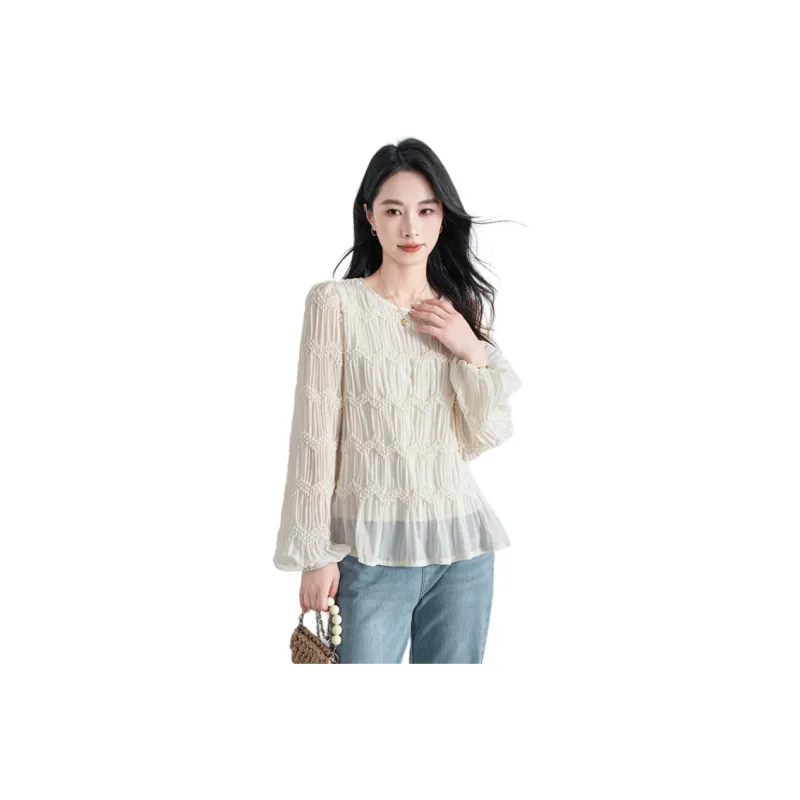 Shavani Shirt Top Women's Beige Apricot-0