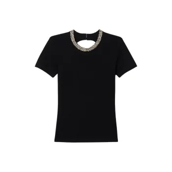 Sandro Rhinestone embellished T shirt