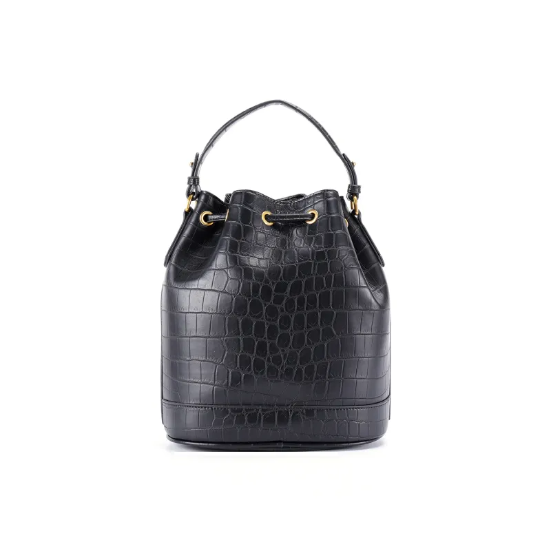 COURONNE Split Cow Leather Crossbody Bag Regular Women's Black/Ecru-3