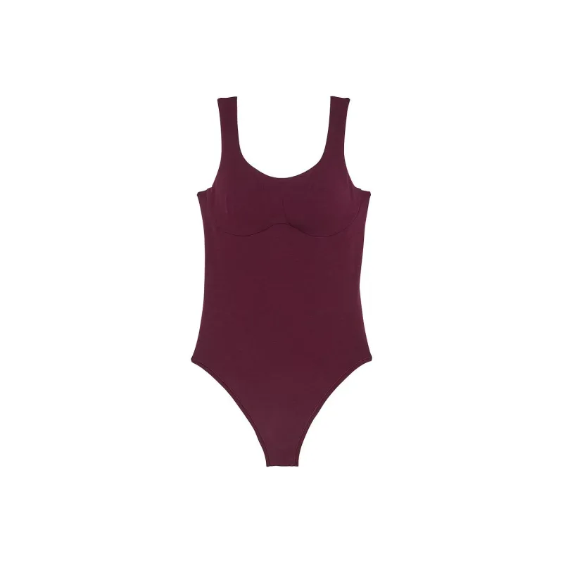 Victoria's Secret PINK Base Cotton Scoop Bodysuit/Wild Rose Bodysuits Women's Wild Rose-0