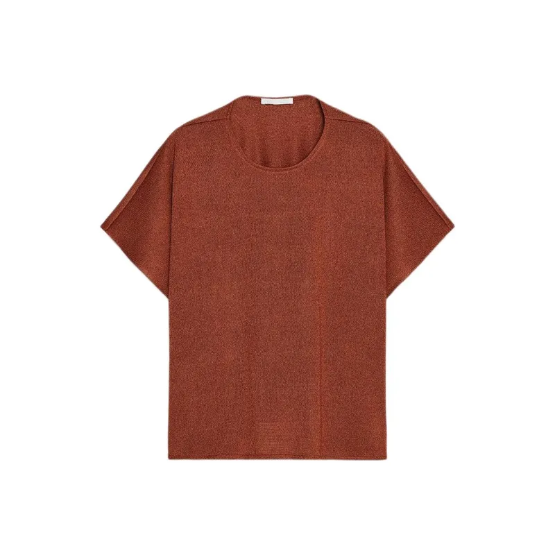 ZARA T Shirts Women's Ochre Red-0