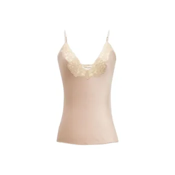 SAINT LAURENT Lace trim Top