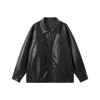 LUYUSHANYU Jacket Rugged Leather Jacket Unisex