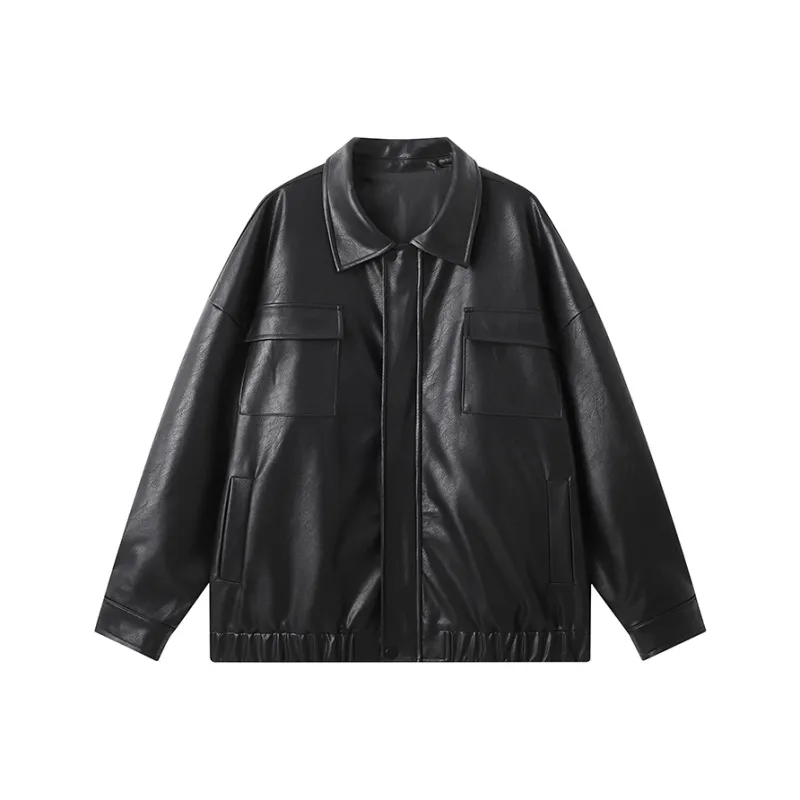 LUYUSHANYU Jacket Rugged Leather Jacket Unisex-0