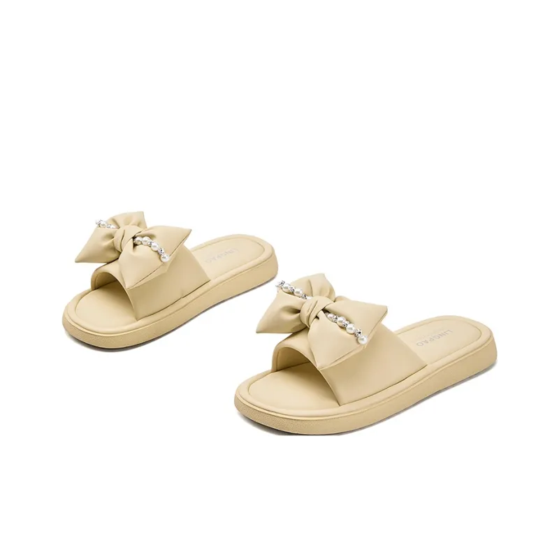 LINGPAO Rubber Sole Crystal Slide Slippers Women's-8