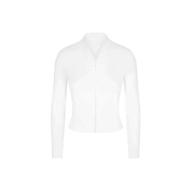 SKIMS MODAL FRENCH TERRY SHRUNKEN ZIP UP Jackets Coats Women's SNOW/Snow-0