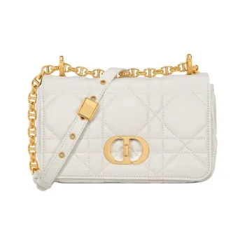 DIOR Caro Sheepskin Shoulder Bag Small Size Women's Milk White