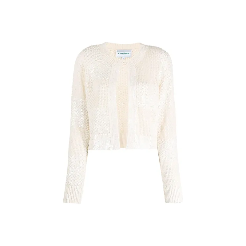 CASABLANCA Knitted Fabric Cardigan Women's Beige-0