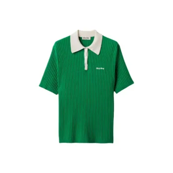 MIU MIU Ribbed Cashmere Polo Top