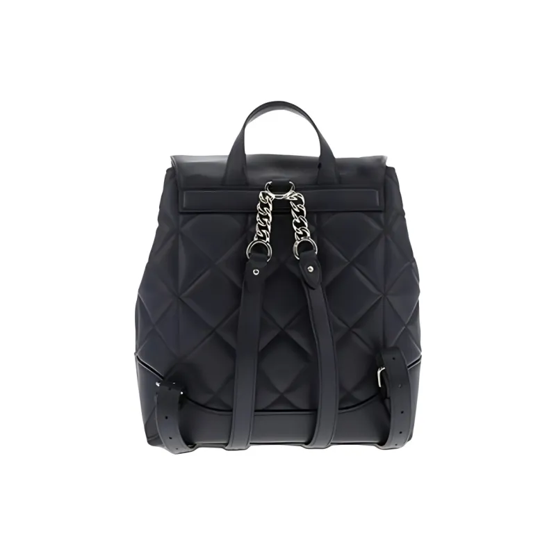 COACH Elle Fabric With Leather Backpack Medium Size Women's Navy Blue-2