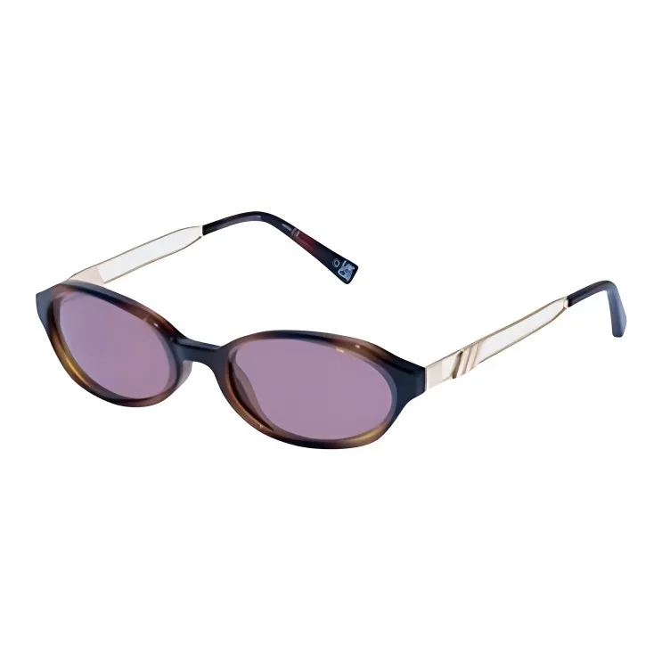 Le Specs Polycarbonate Metal Oval Sunglasses Unisex Black Brown-0