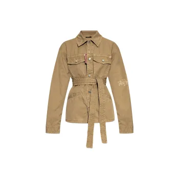 DSQUARED 2 Button Up Distressed Belted Overshirt