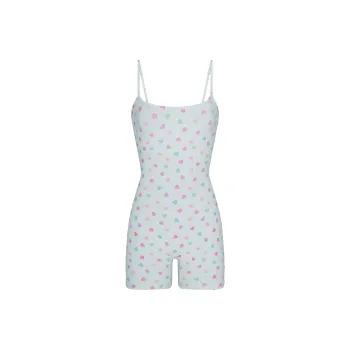 SKIMS Valentine's Day Collection SS25 SOFT LOUNGE SCOOP ONESIE Bodysuits Women's COMING SOON/Cotton Candy Heart Print