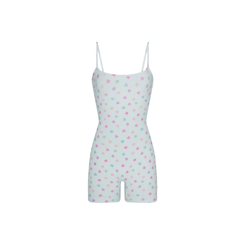 SKIMS Valentine's Day Collection SS25 SOFT LOUNGE SCOOP ONESIE Bodysuits Women's COMING SOON/Cotton Candy Heart Print-0