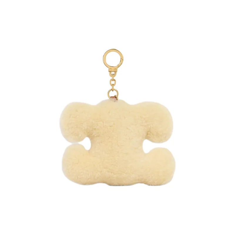 CELINE Triomphe Shearling With Calfskin Bag Charm Bag Merch Women's Natural Colors & Violet-2