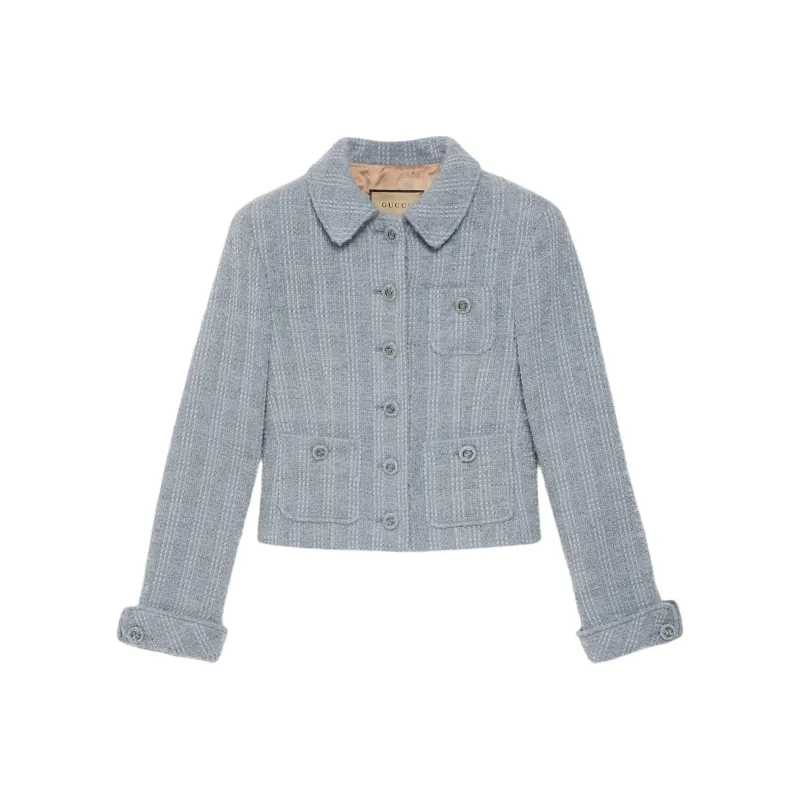 GUCCI Tweed Button Up Blazer-0