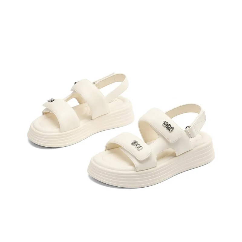 DAPHNE Beach Sandals Women's Black, Beige-4