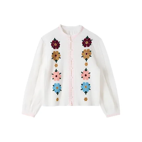 SHUXI Shirt Women's Twin Flowers