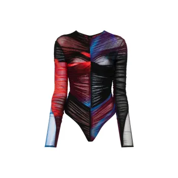 Mugler Ruched Mesh Bodysuit