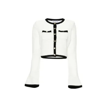 Self portrait Pointelle knit Cropped Cardigan
